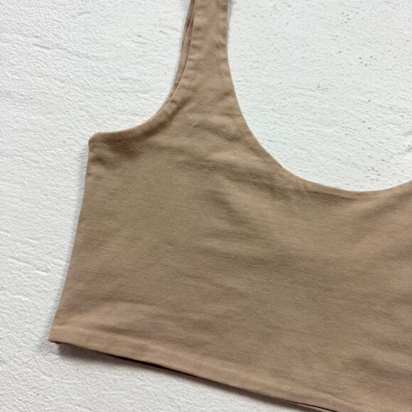 Cotton On Tan Double Lined Crop Tank Bralette, Size 2XS - Picture 2 of 5